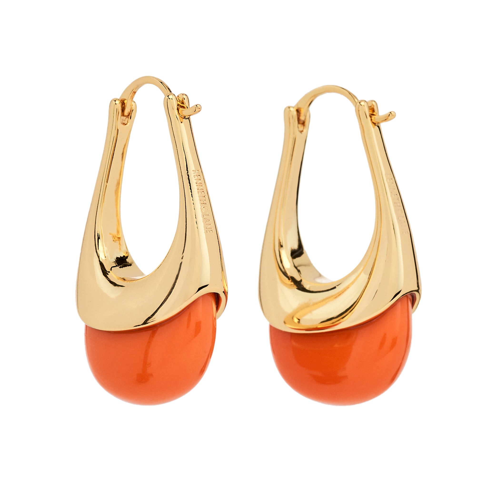 Gold and Coral Drop Earrings