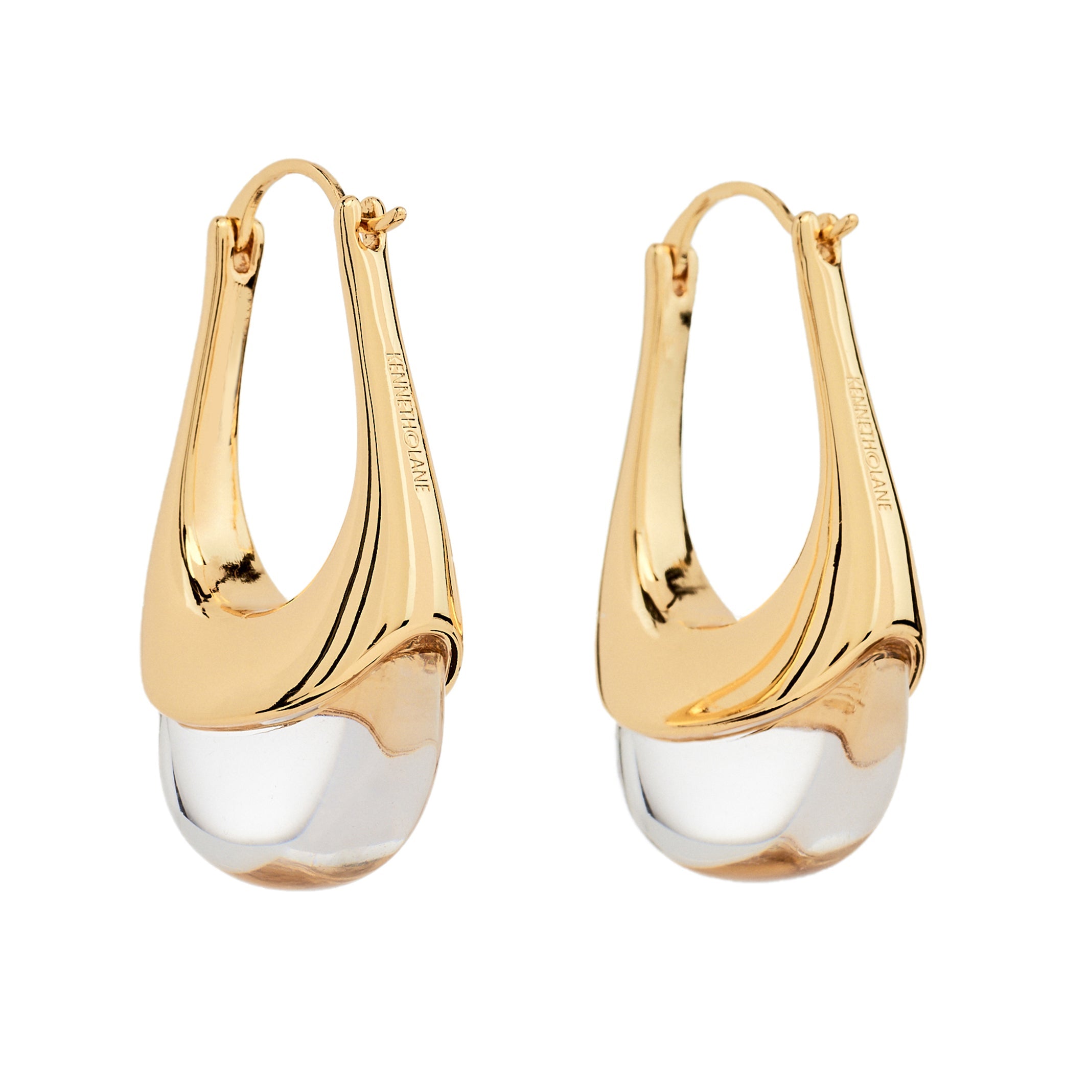 Gold and Clear Drop Earrings