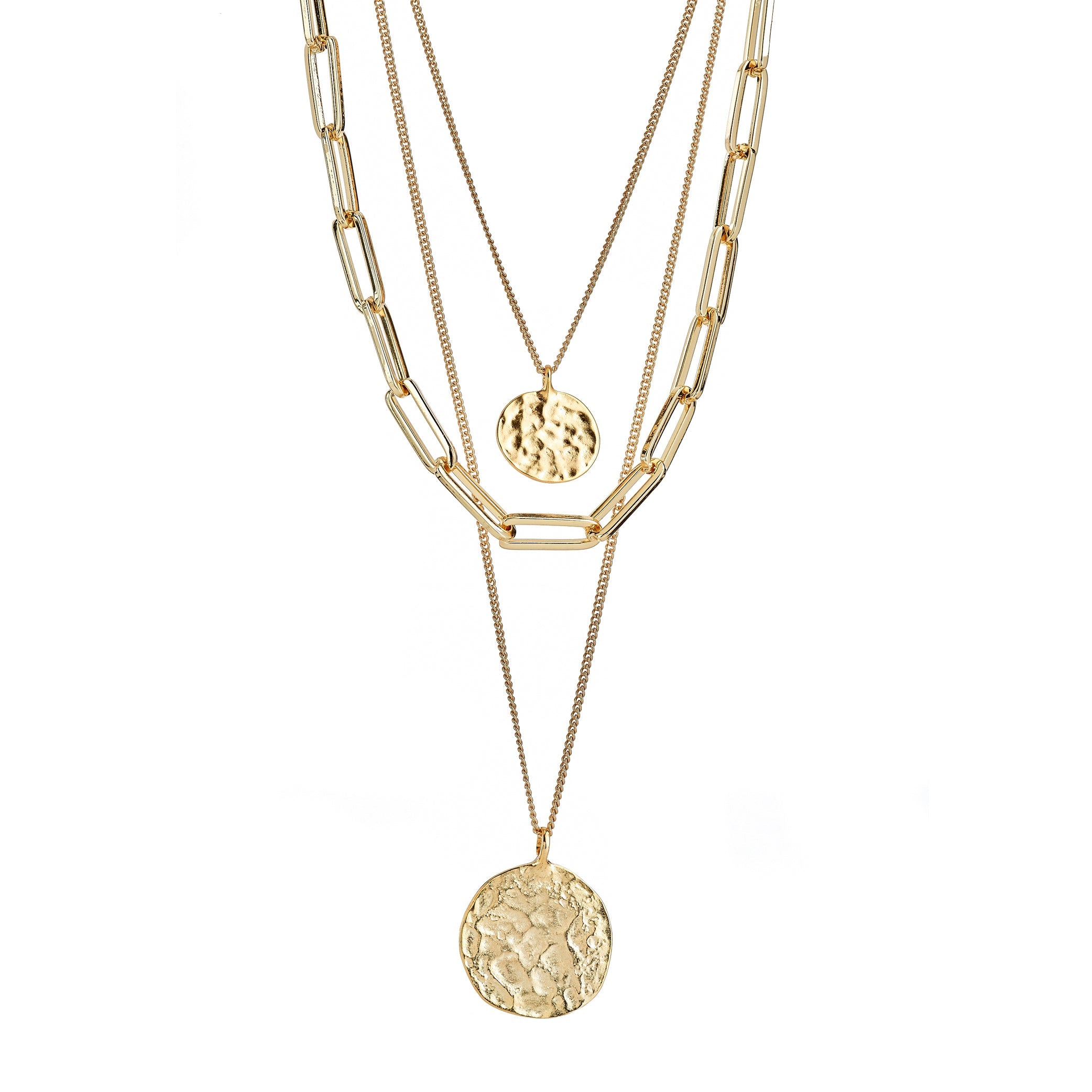Gold Link Pendant Drop Necklace