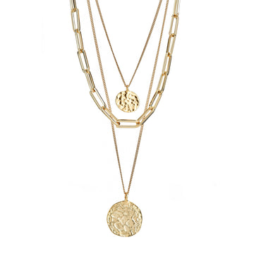 Gold Link Pendant Drop Necklace