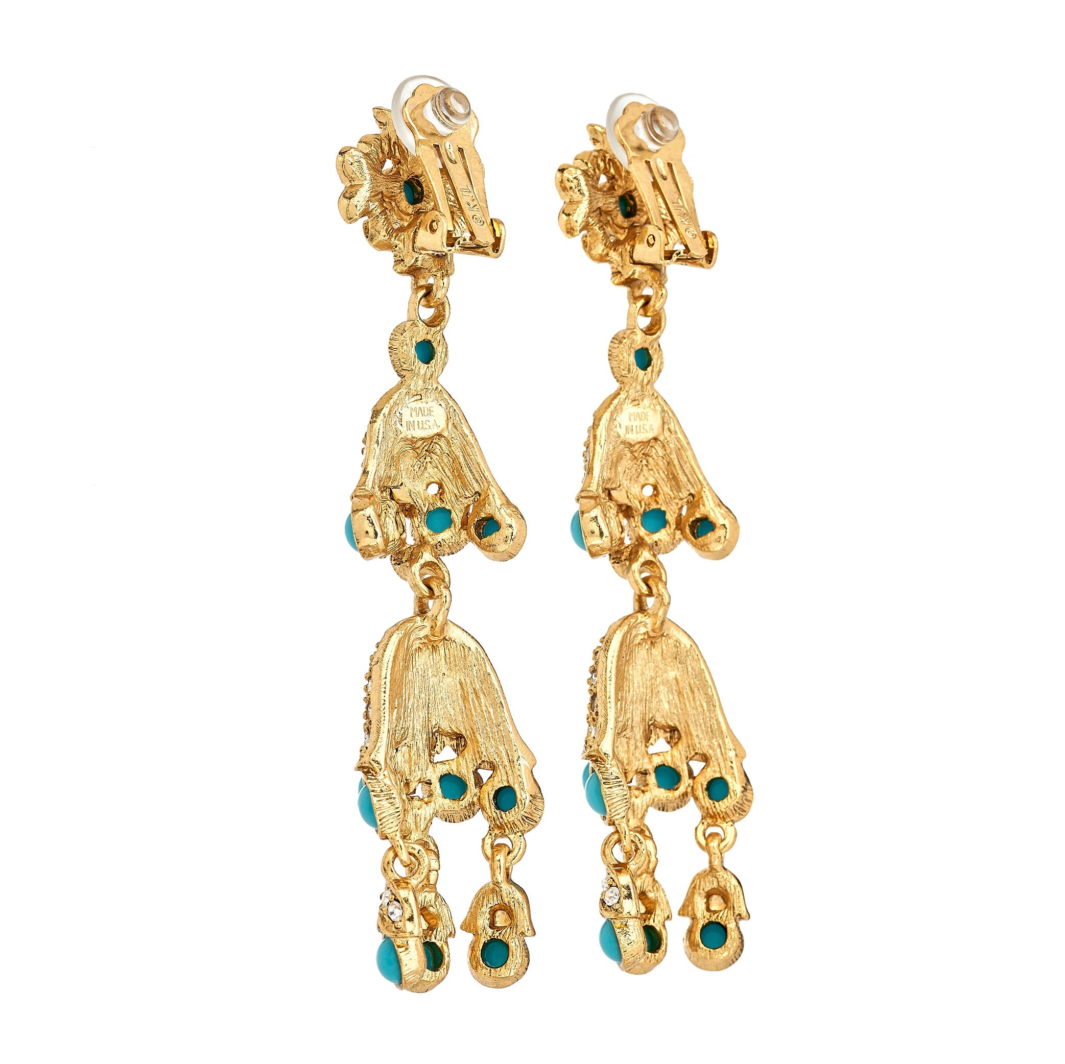 Vintage Two-Tier Turquoise and Crystal Drop Earring