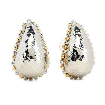 Silver Teardrop Beaded Earrings