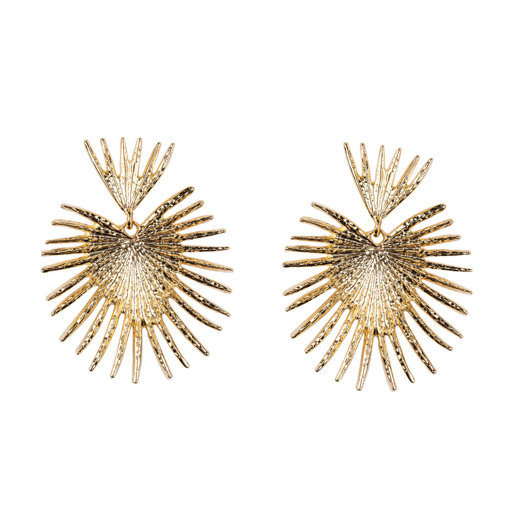 Gold Fan Drop Earrings