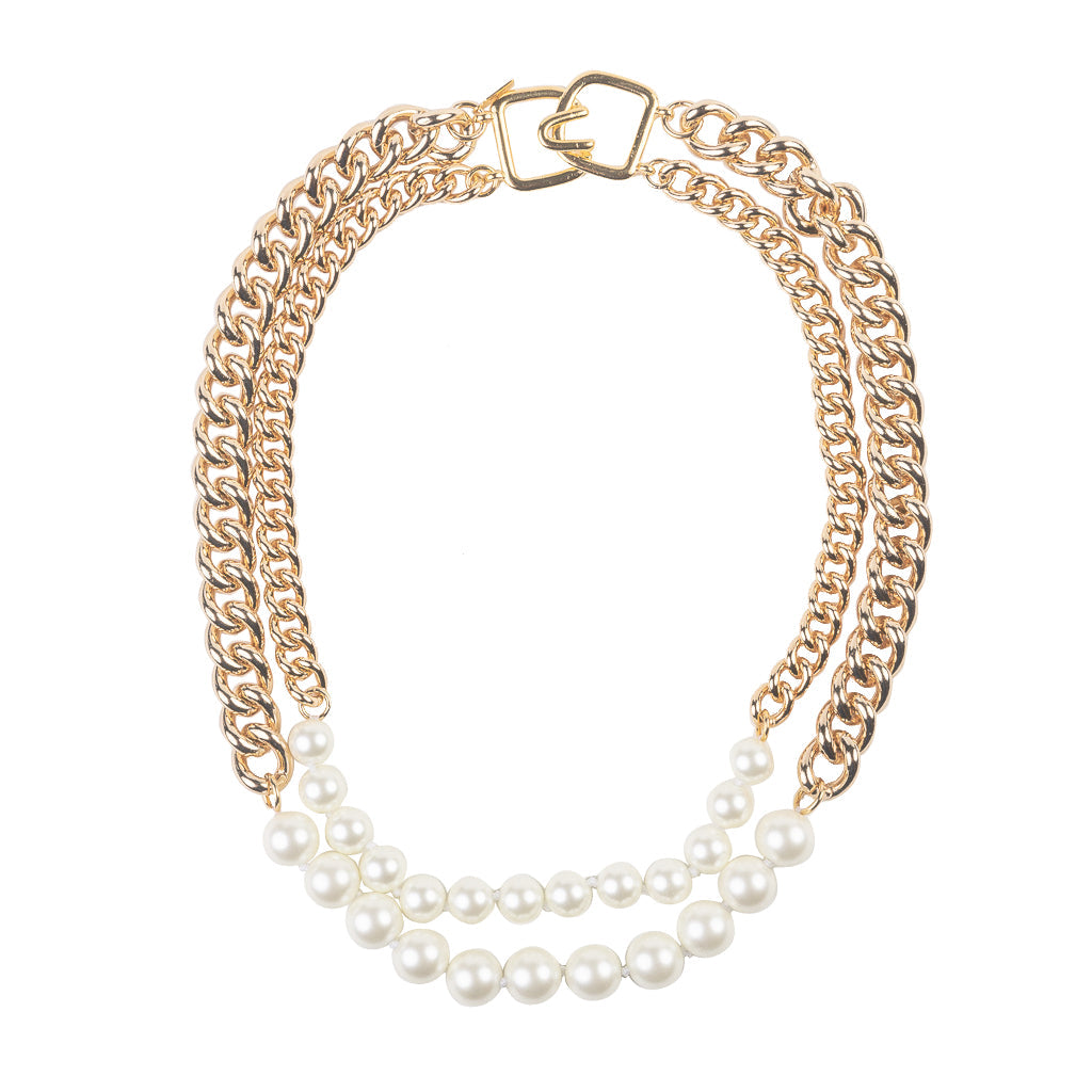 Gold Chain and Pearl Necklace