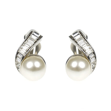 Barbara Bush Pearl and Crystal Swirl Clip-On Earrings