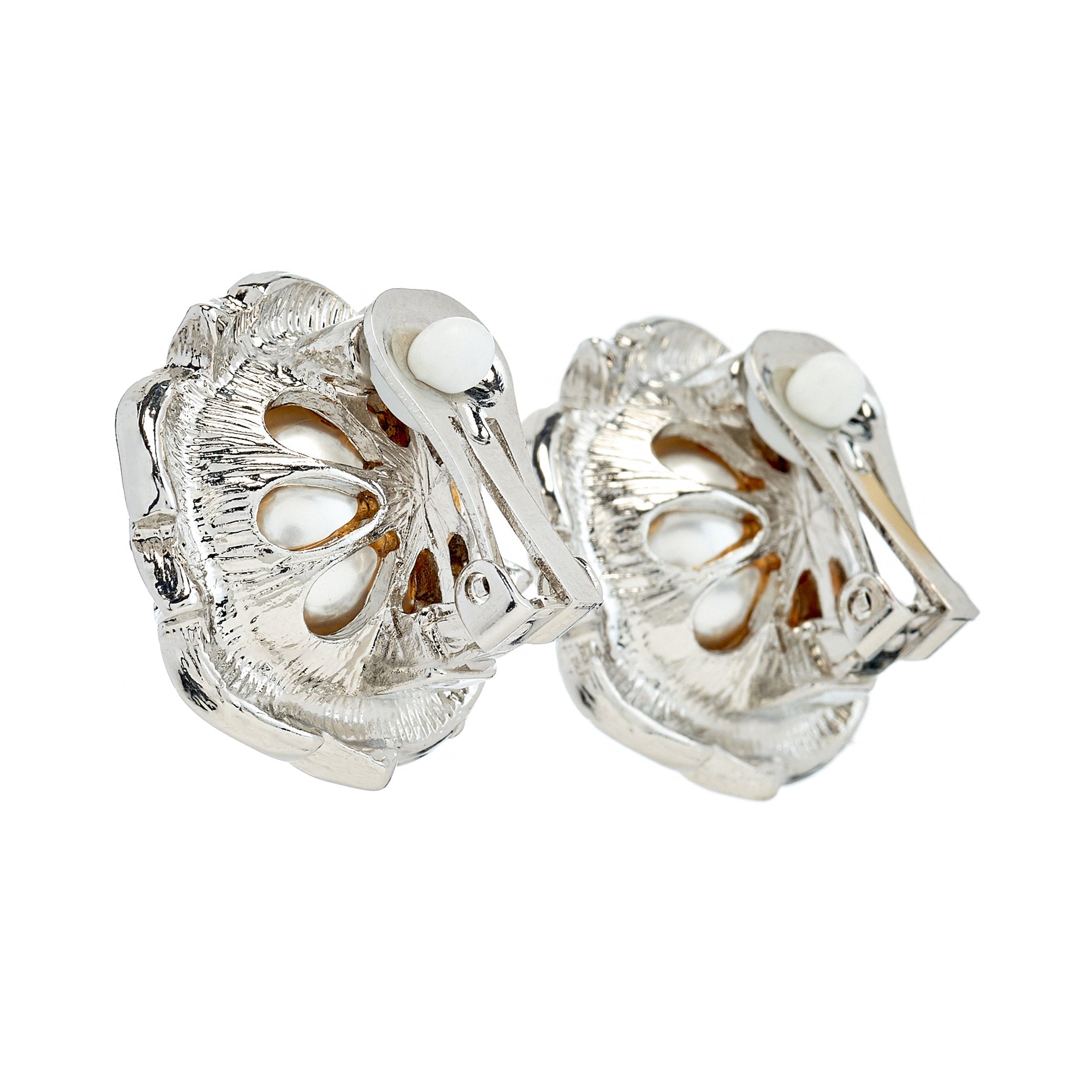 Rhinestone and Pearl Ball Clip-On Earrings