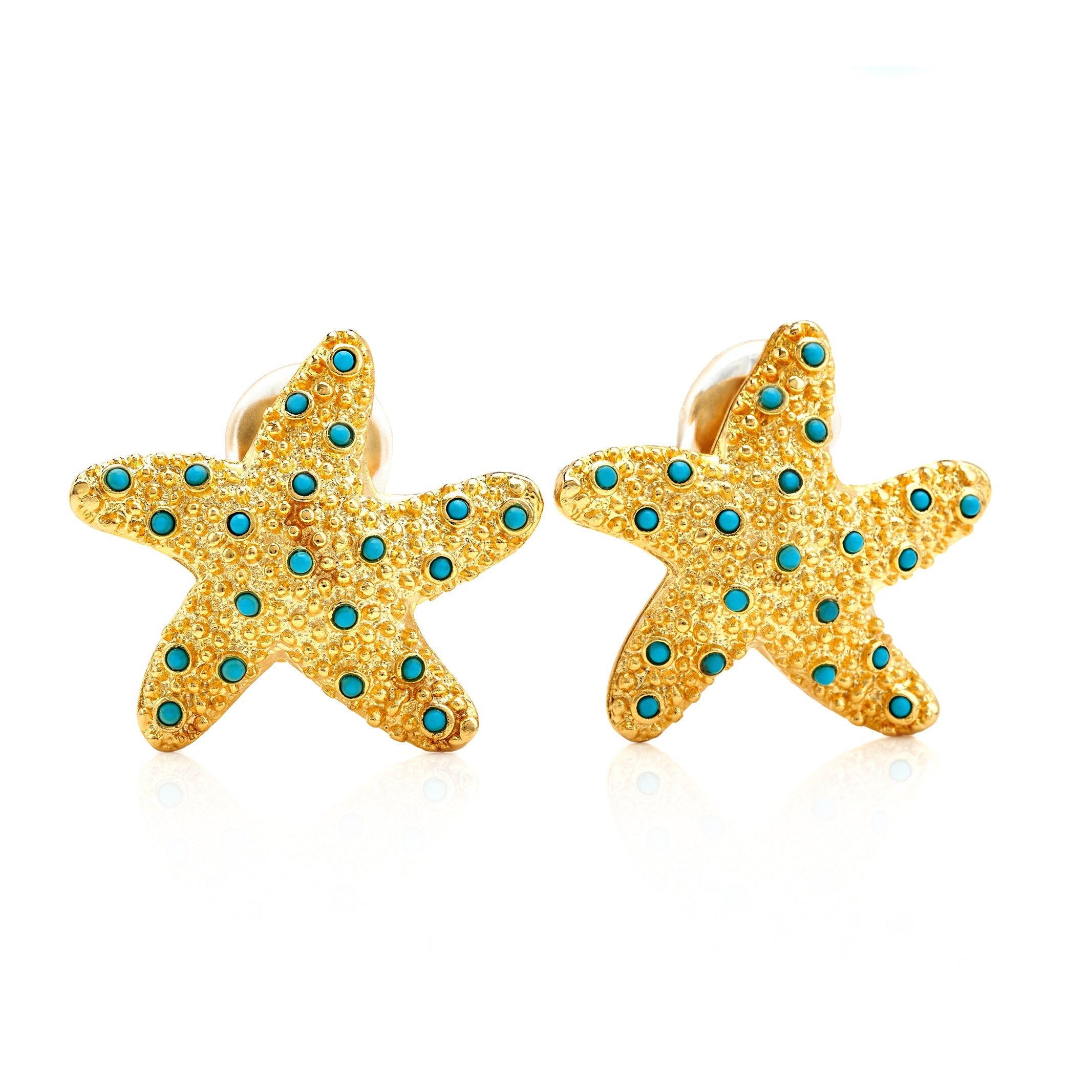 Turquoise Starfish Clip-On Earrings