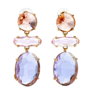 Pink Tri-Shape Drop Pierced Earrings