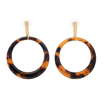 Gold & Tortoise Open Circle Drop Earrings