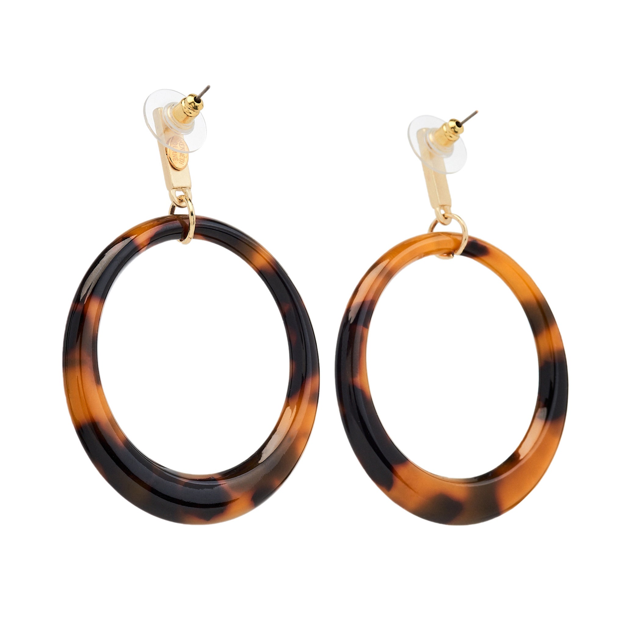 Gold & Tortoise Open Circle Drop Earrings