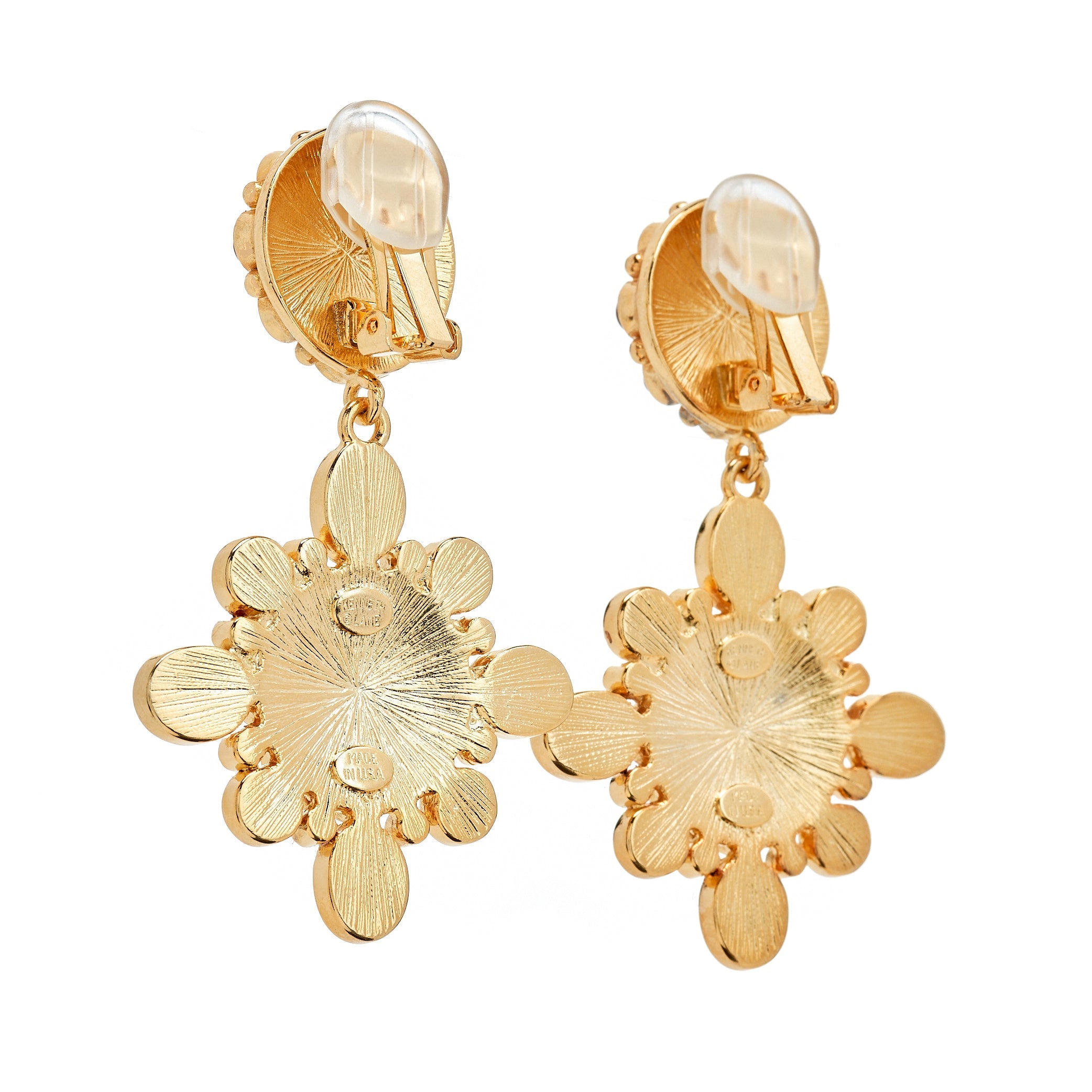Tortoise Cabochon Drop Clip-On Earrings