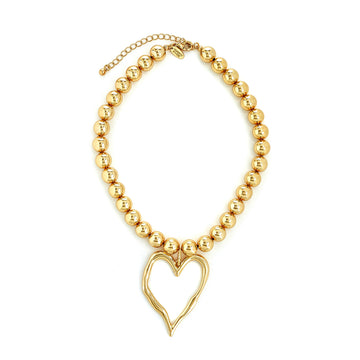 Heart Pendant Bead Necklace