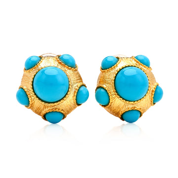 Turquoise Cabochon Clip-On Earrings