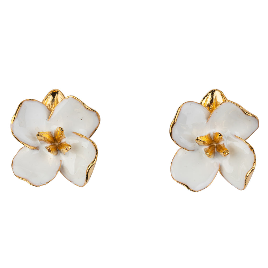 White and Gold Flower Earring
