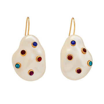 Pearl Multi-Color Dot Drop Earrings