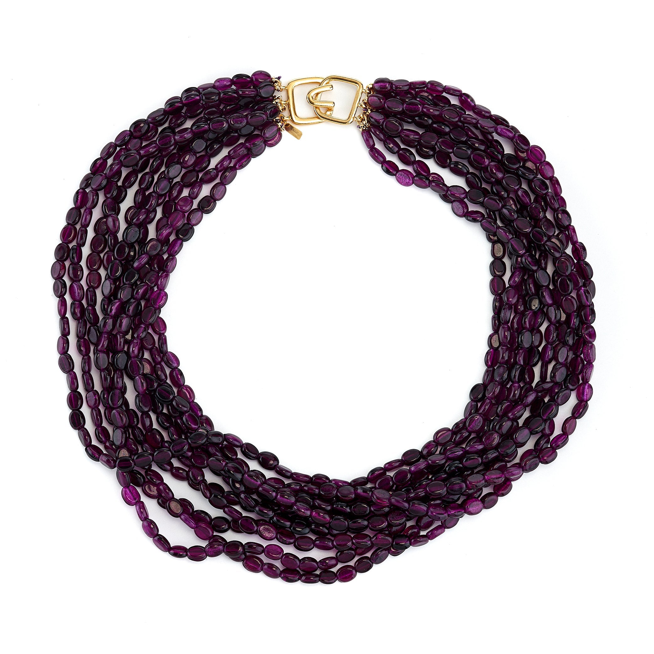 Ten Row Amethyst Bead Necklace