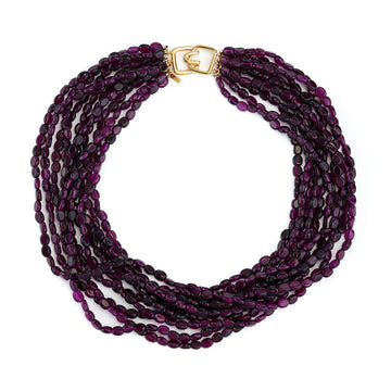 Ten Row Amethyst Bead Necklace