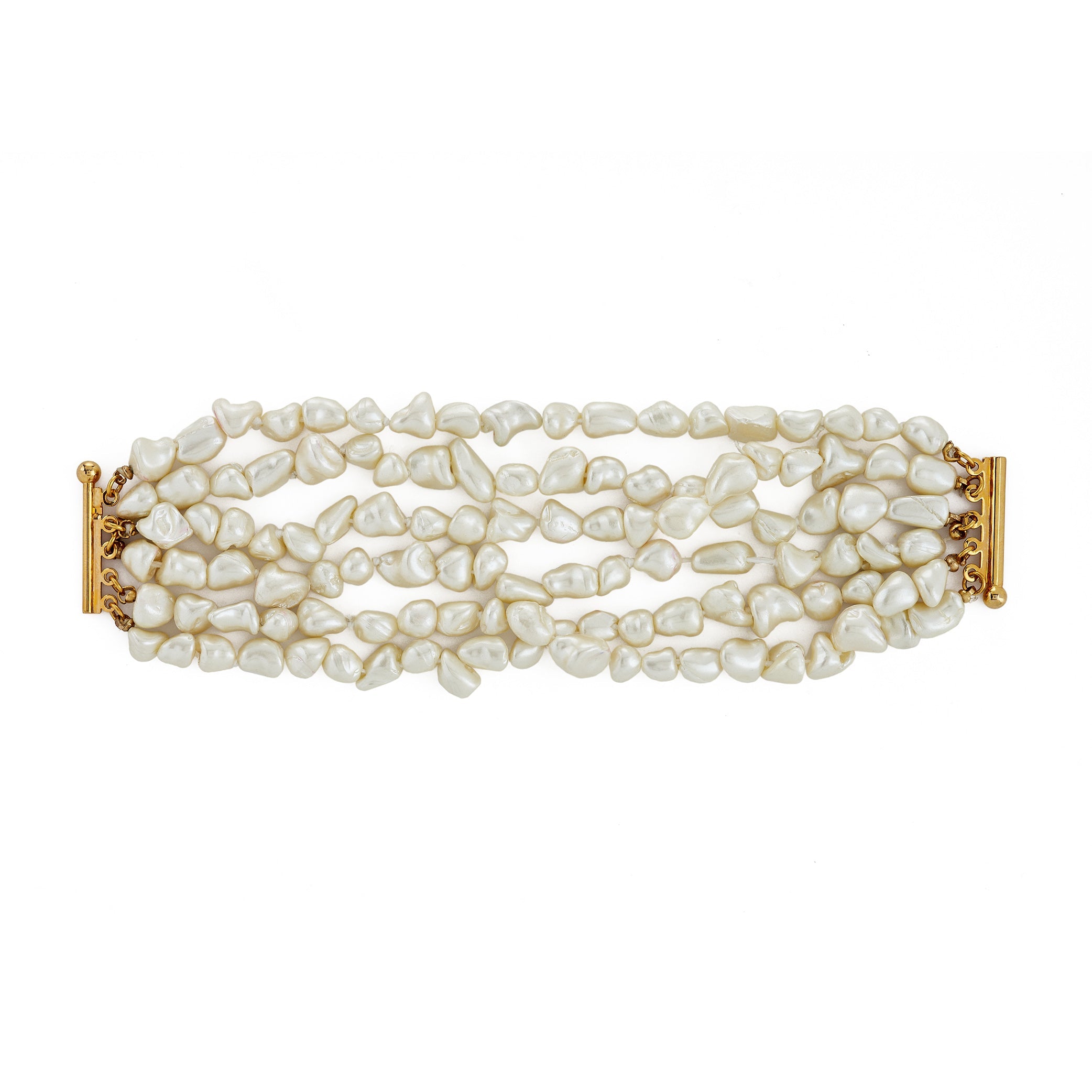 Six-Row Baroque Pearl Statement Bracelet