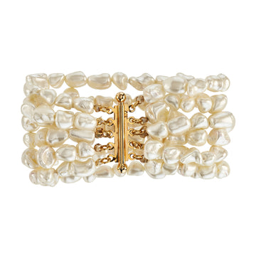 Six-Row Baroque Pearl Statement Bracelet
