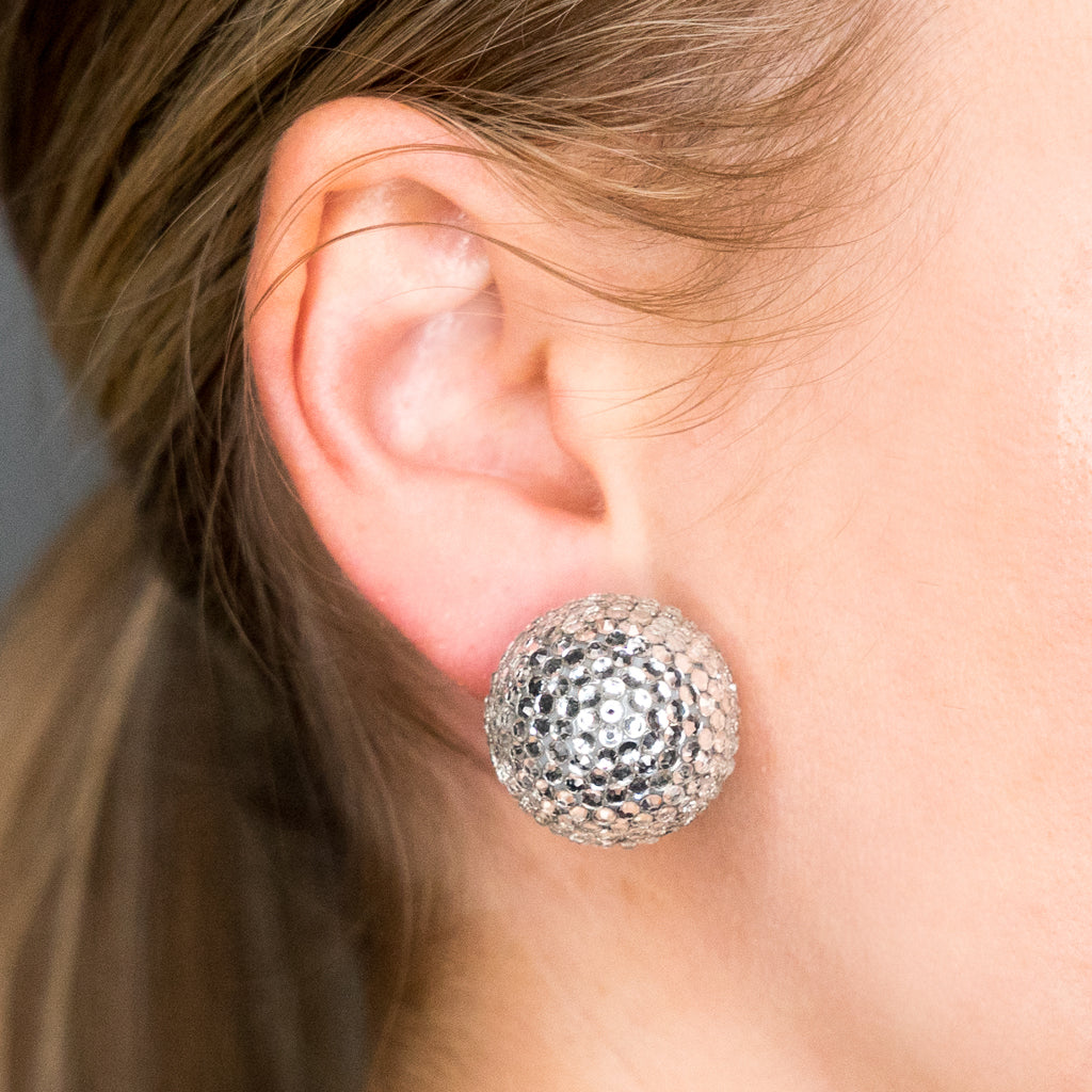 Jackie Kennedy Onassis Rhinestone Ball Clip-On Earrings