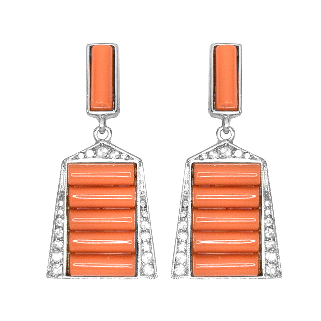 Coral Deco Clip Earrings