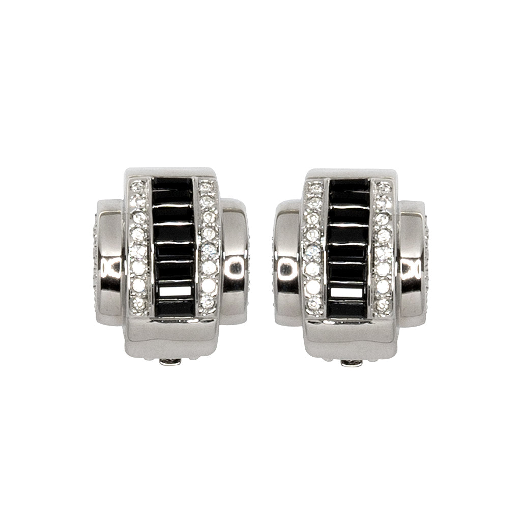 Jet Baguette Clip Earrings