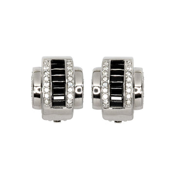 Jet Baguette Clip Earrings