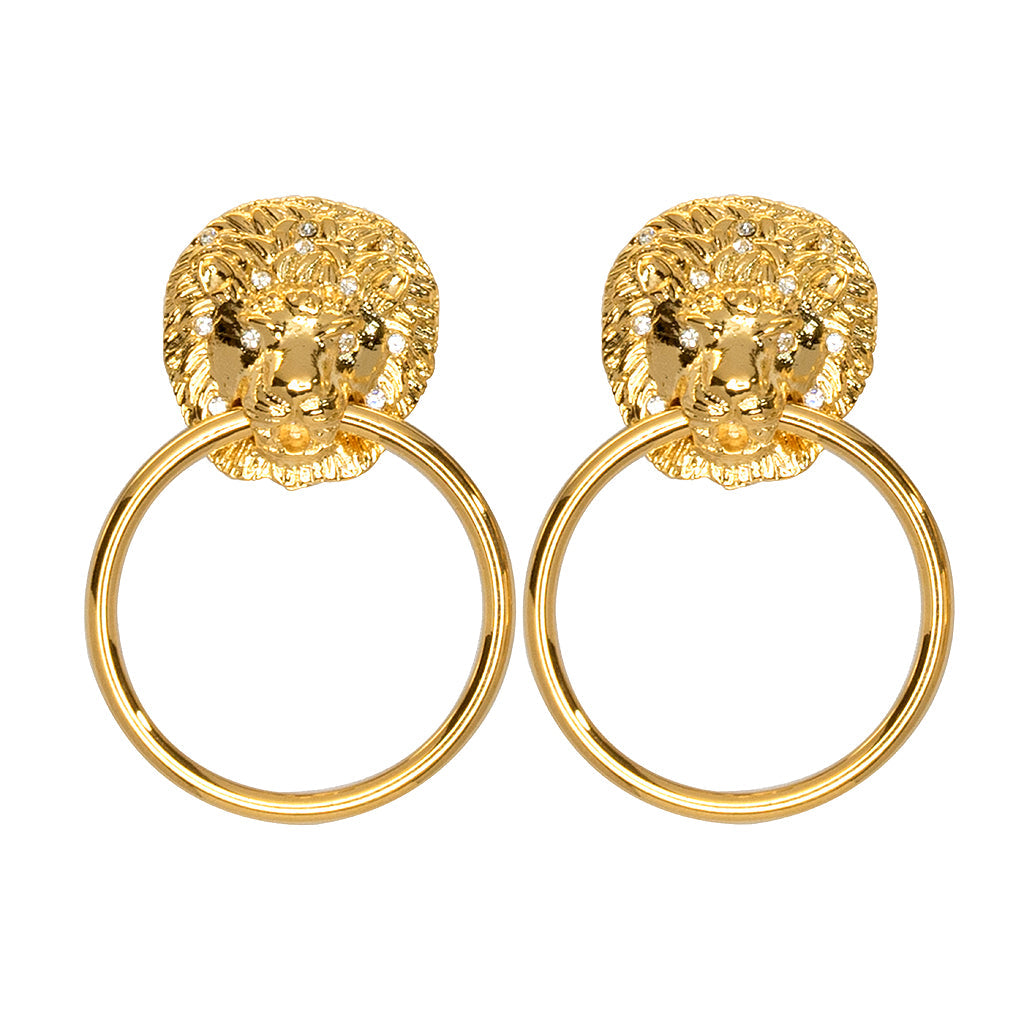 Lion Head Doorknocker Clip-On Earrings