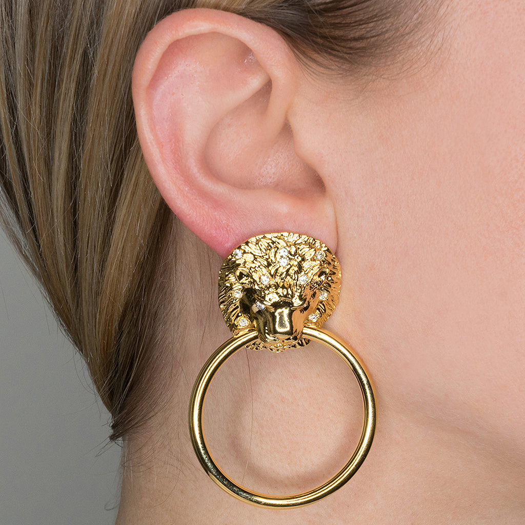 Lion Head Doorknocker Clip-On Earrings
