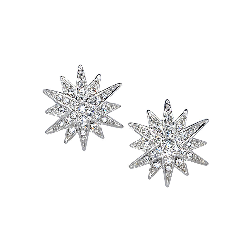Crystal Starburst Clip-On Earrings