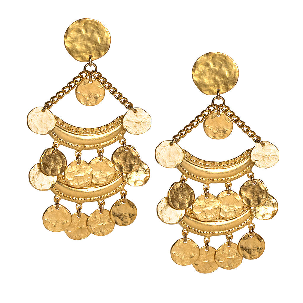 Layered Gold Coin Pierced Earrings