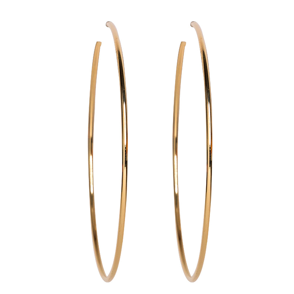 Large Gold Hoop Pierced Earrings