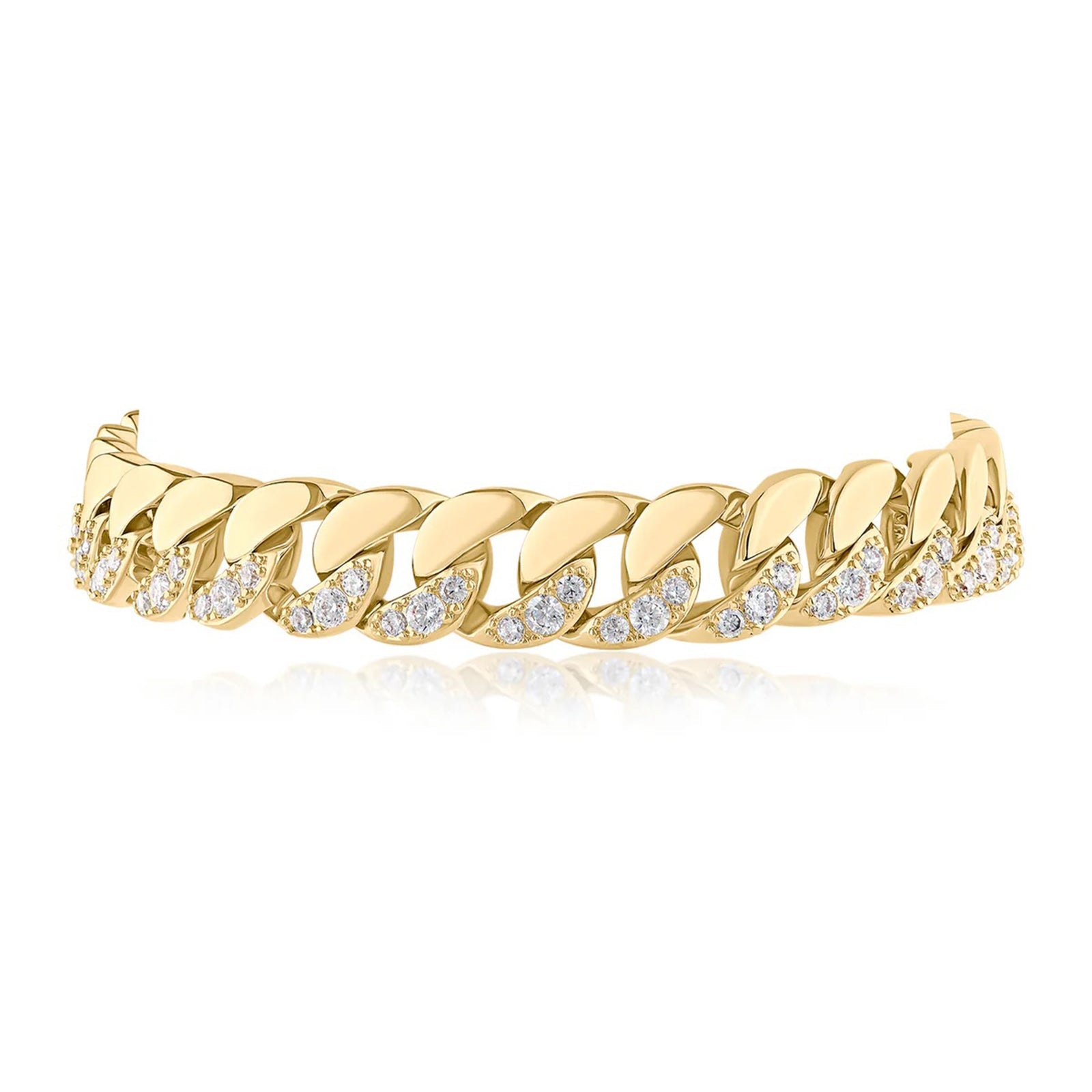 Half Pave Half Metal Bracelet