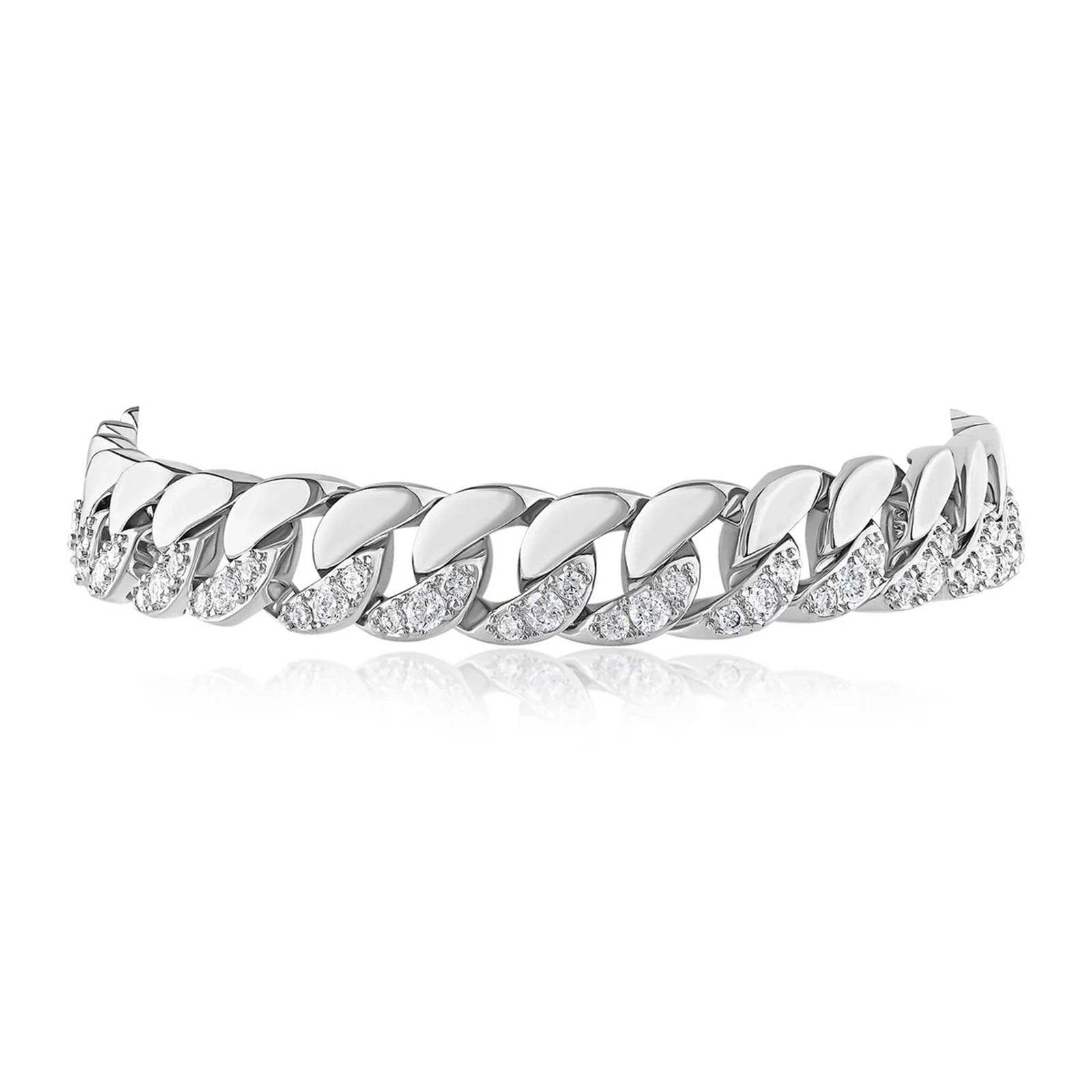 Half Pave Half Metal Bracelet