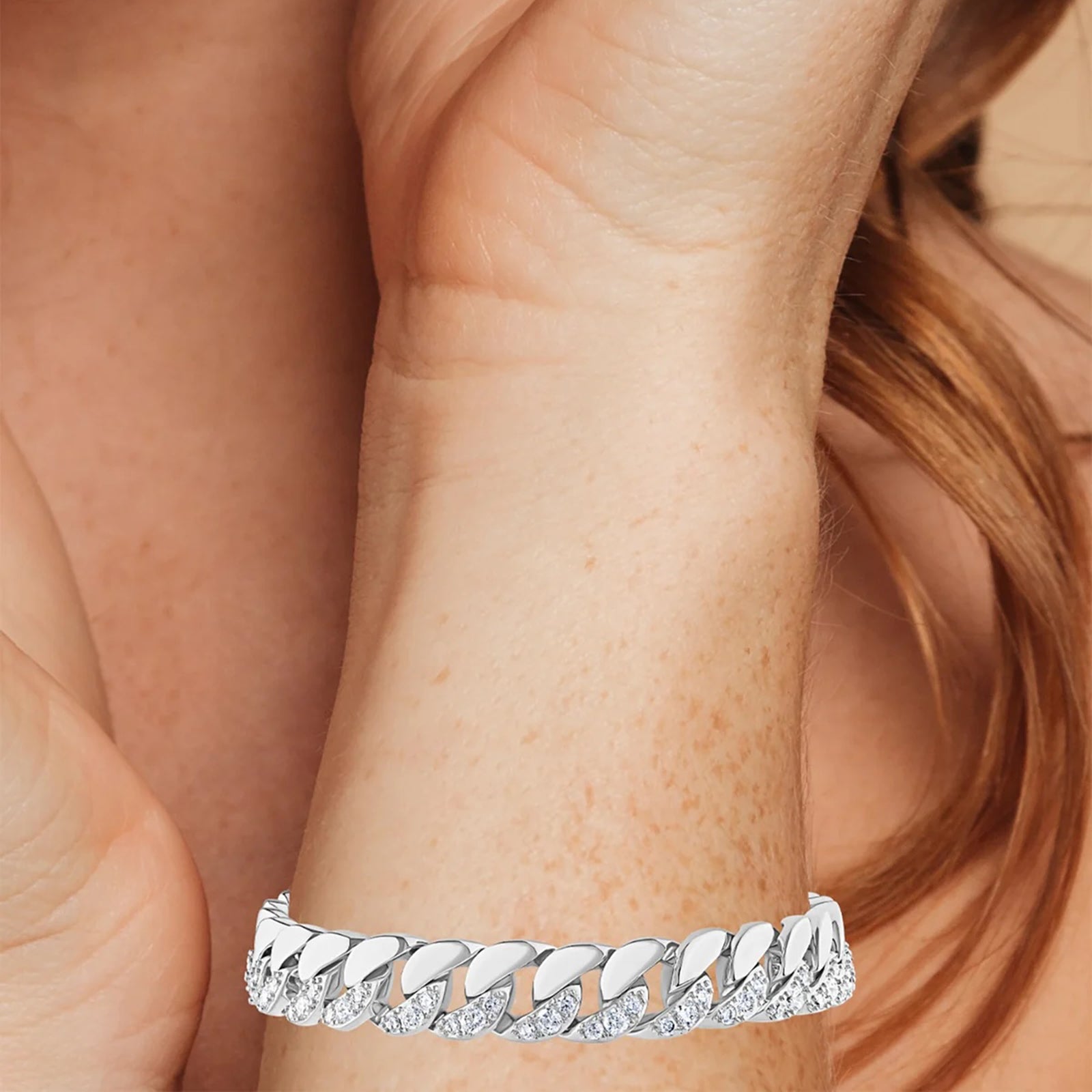Half Pave Half Metal Bracelet