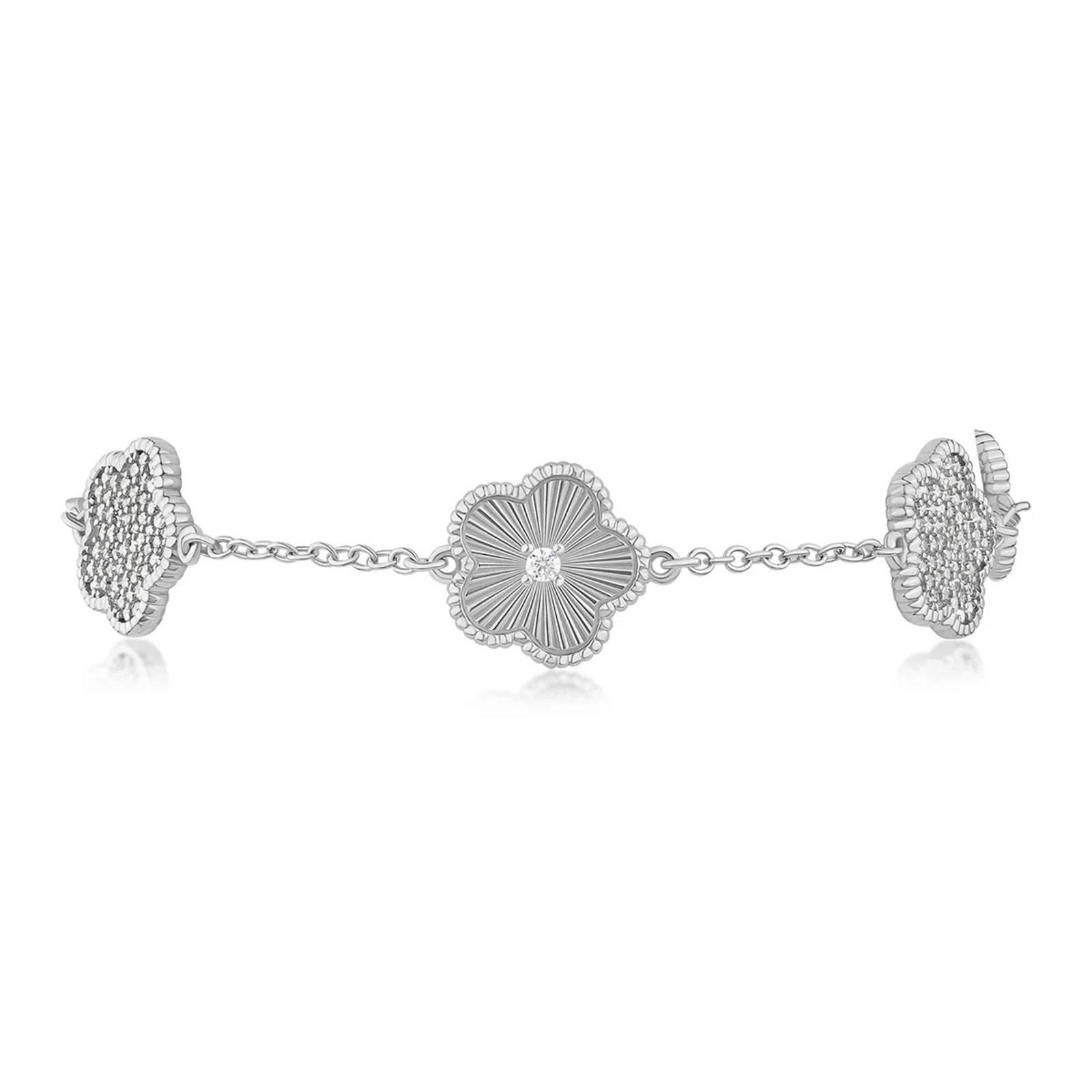 Alternating Pave Clover Bracelet