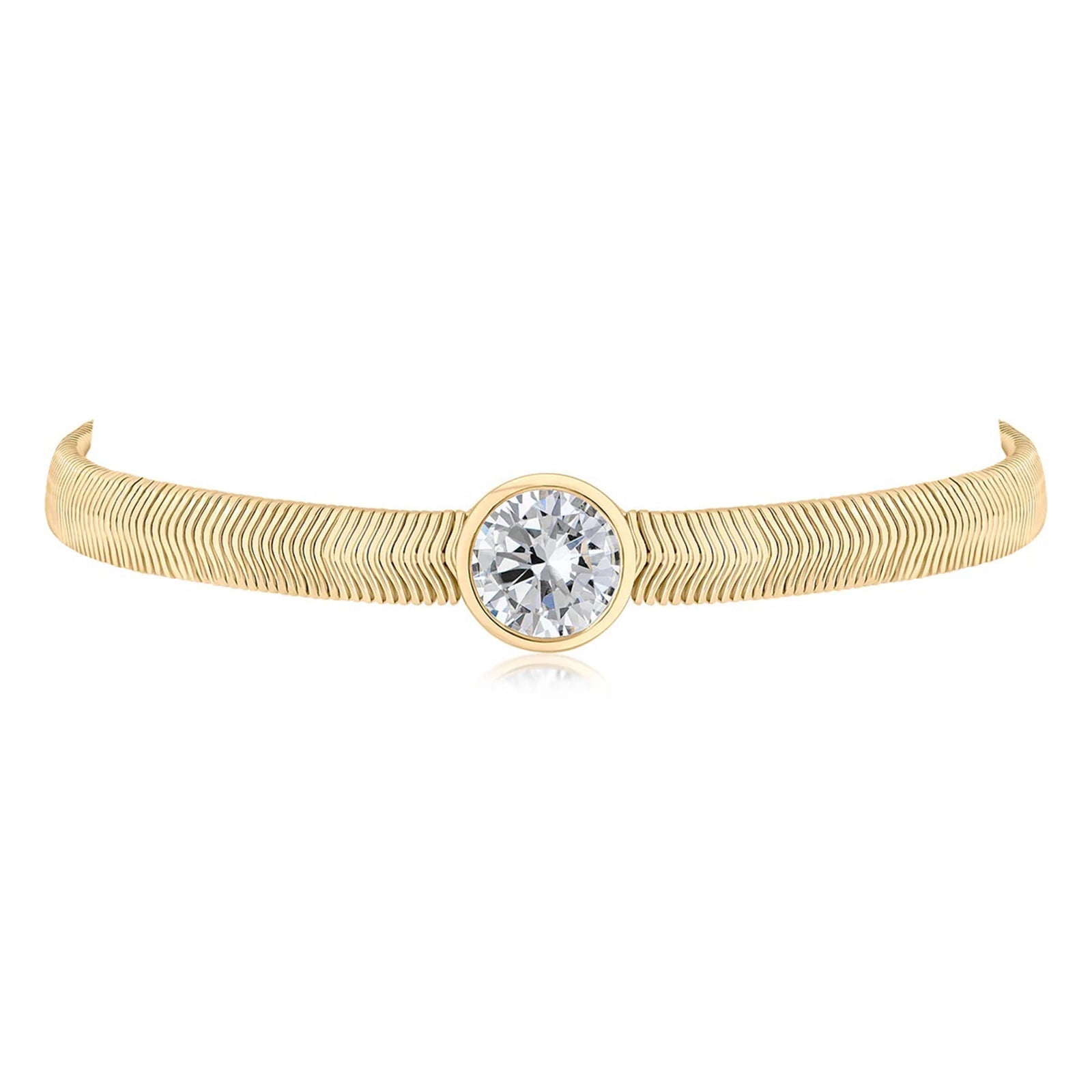 Round CZ Herringbone Chain Bracelet