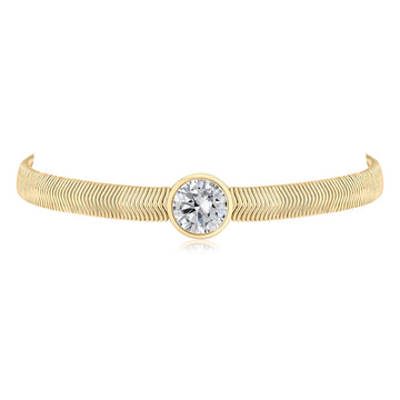 Round CZ Herringbone Chain Bracelet