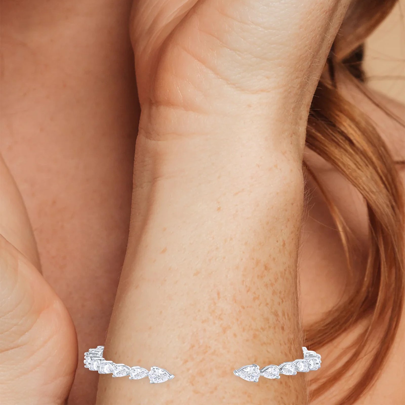 Pear CZ Open Bracelet