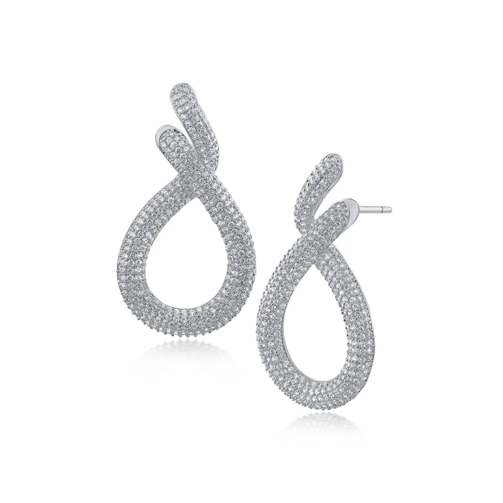 Pave CZ Knot Earrings