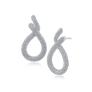 Pave CZ Knot Earrings