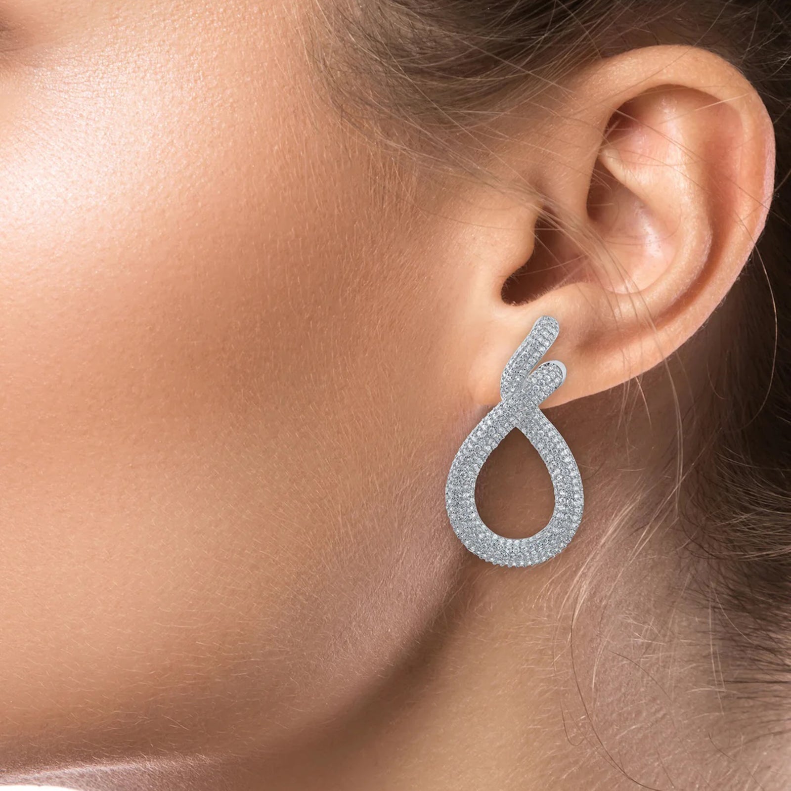 Pave CZ Knot Earrings