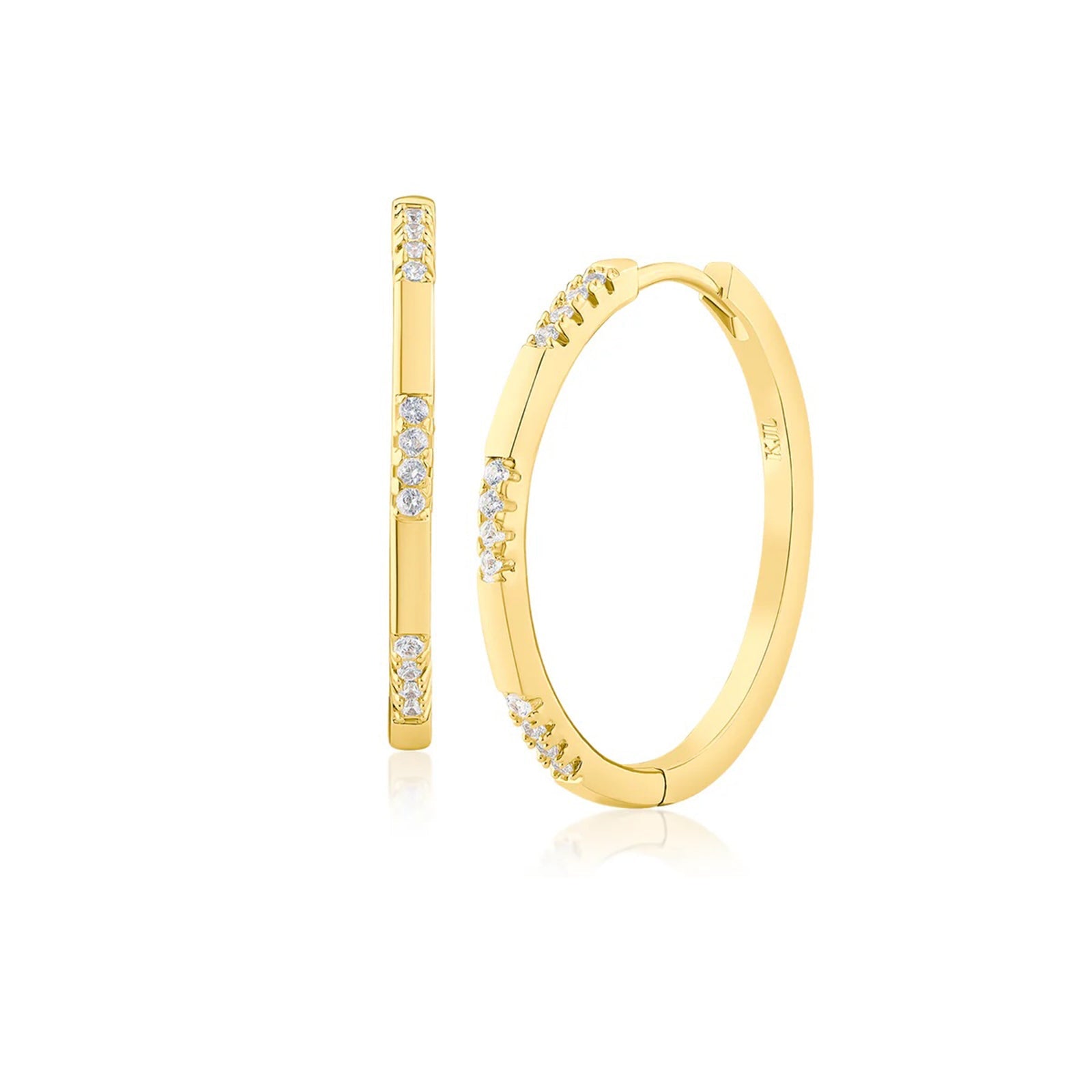 Pave Station Hoop Earrings