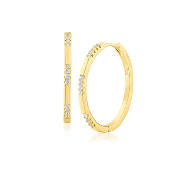 Pave Station Hoop Earrings