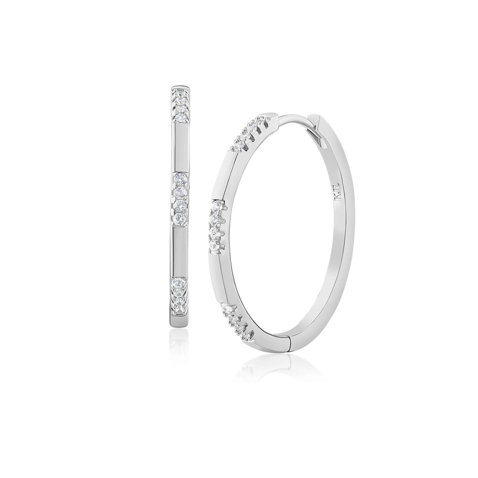Pave Station Hoop Earrings