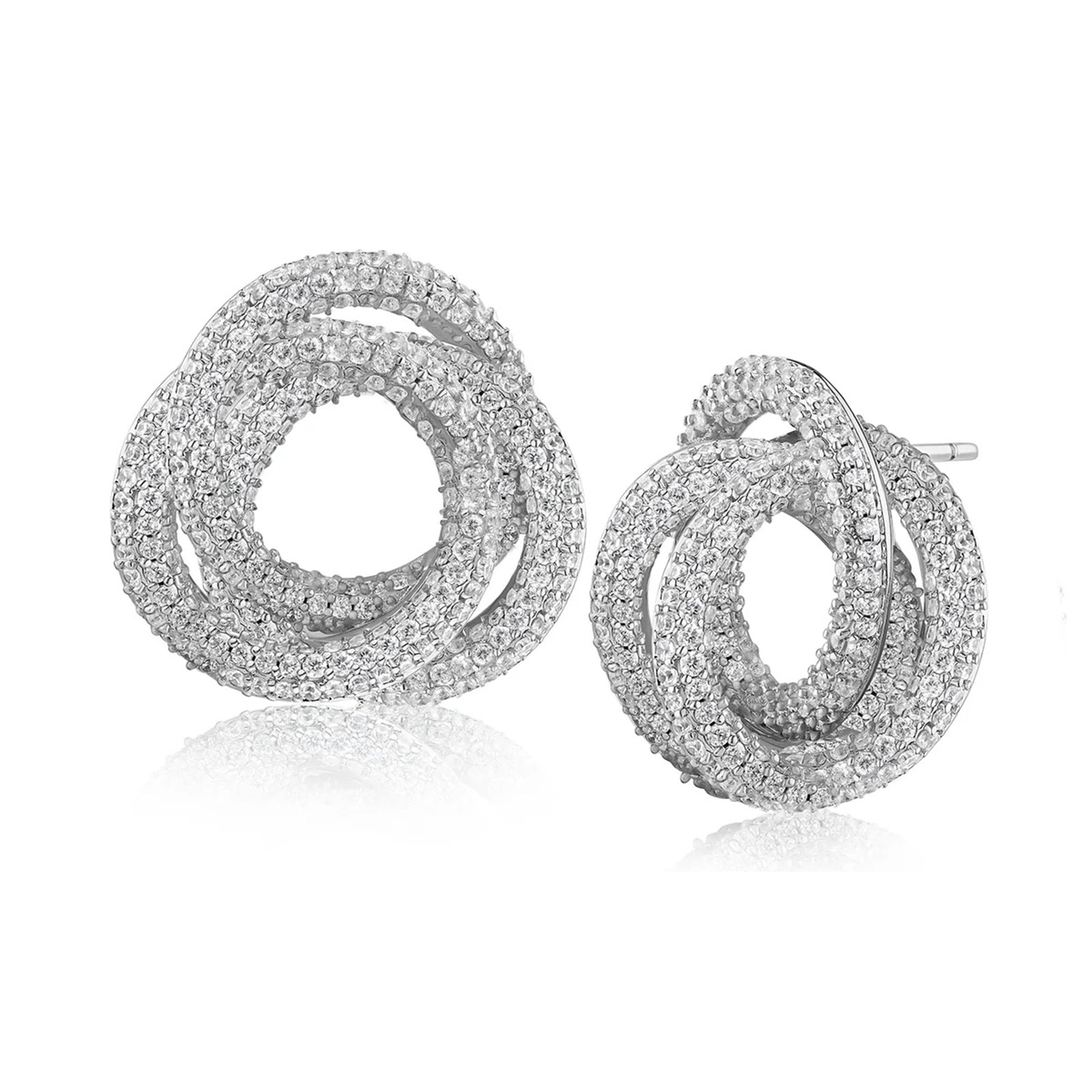 Pave Triple Circle Interlocking Earrings
