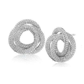 Pave Triple Circle Interlocking Earrings