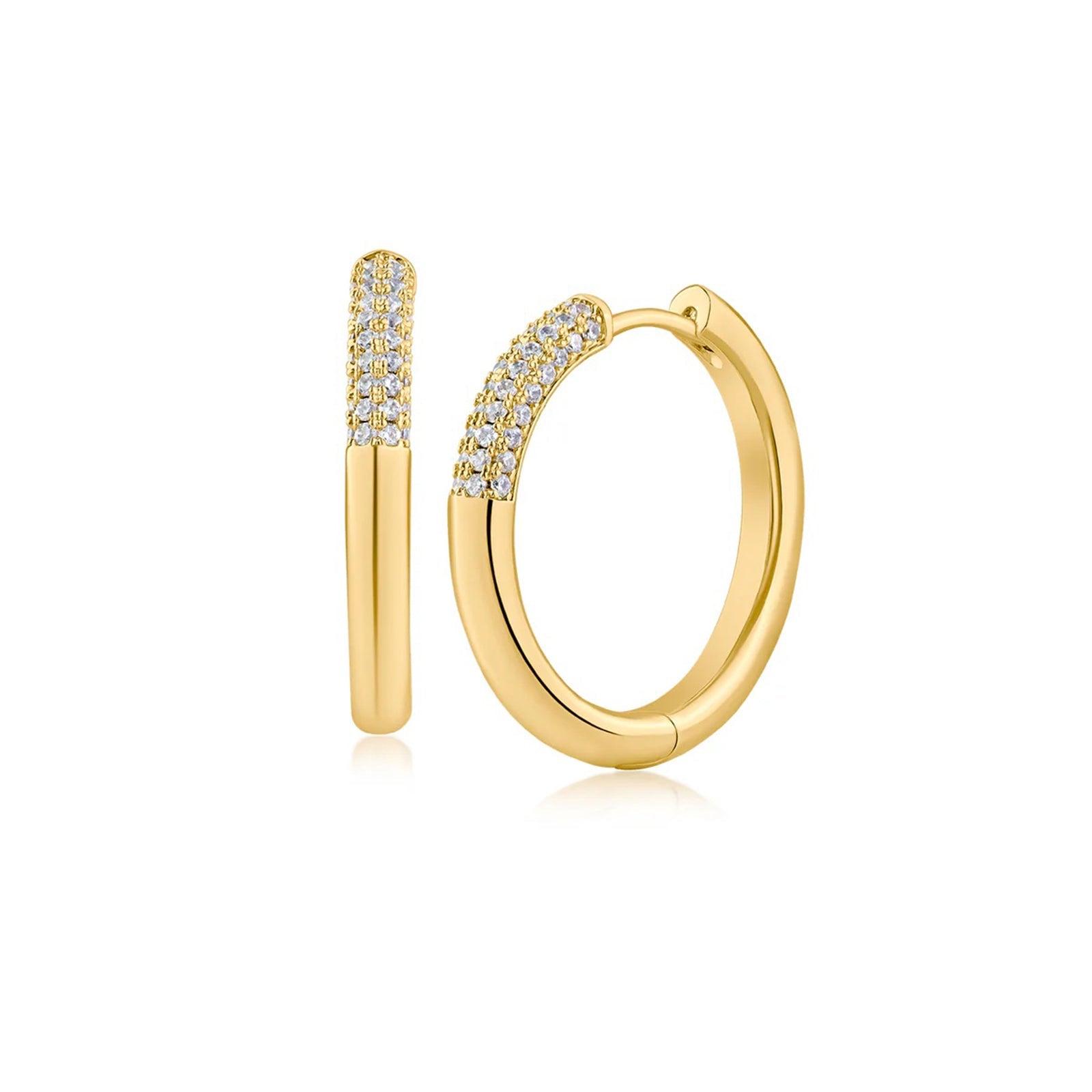 Pavé Accent Slim Gold Huggie Hoops