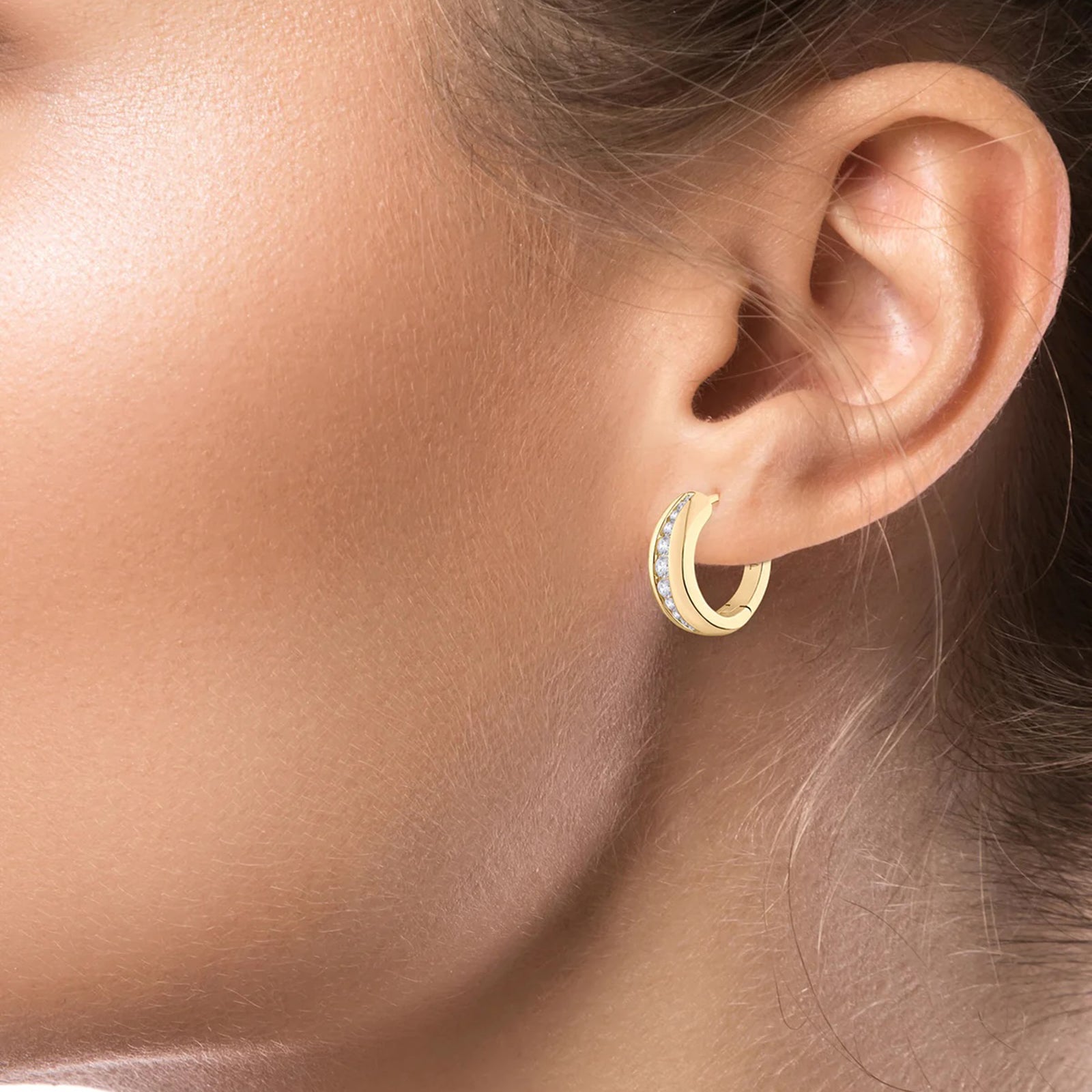 Graduated Pavé CZ Huggie Earrings