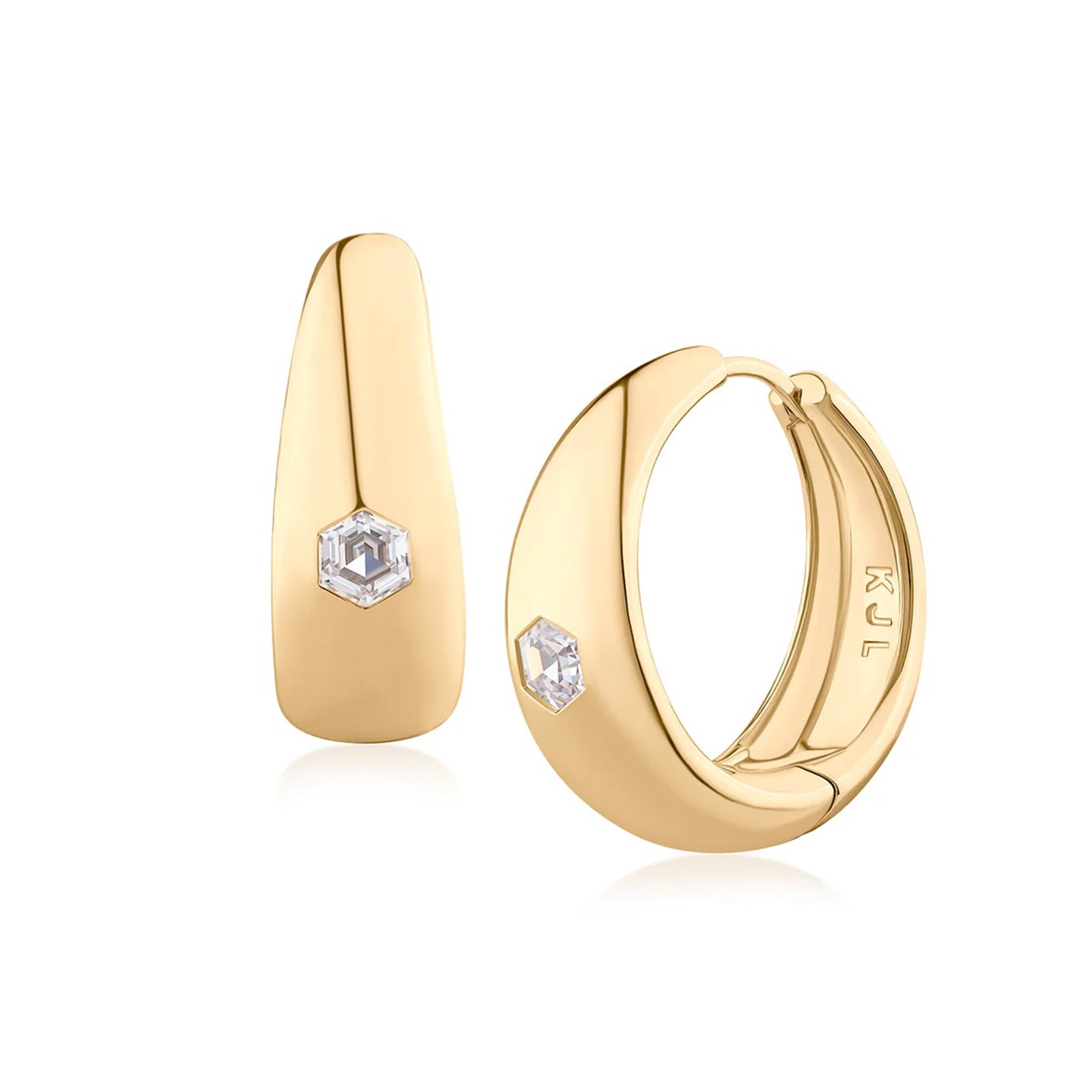 Sculpted Gold Hoop with CZ Accent
